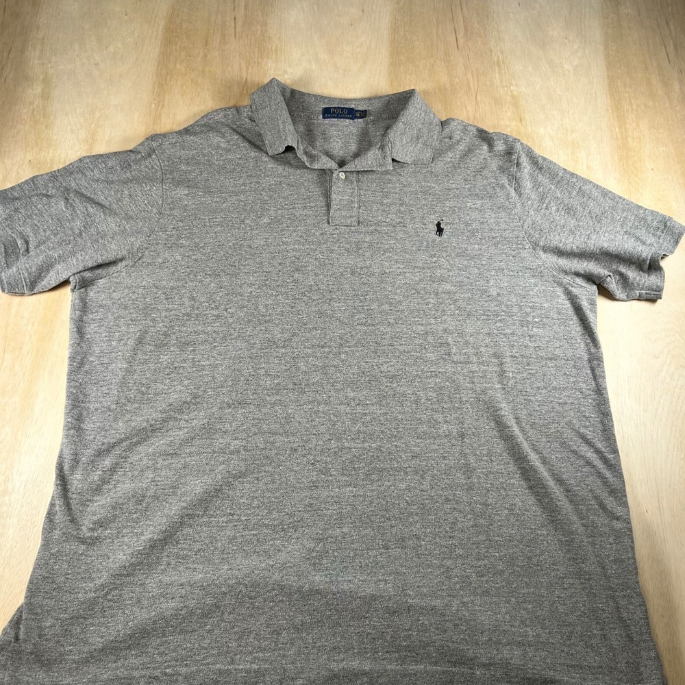 Polo Ralph Lauren Men 3XLT Gray Short Sleeve Pony Logo Jersey Polo Big Tall